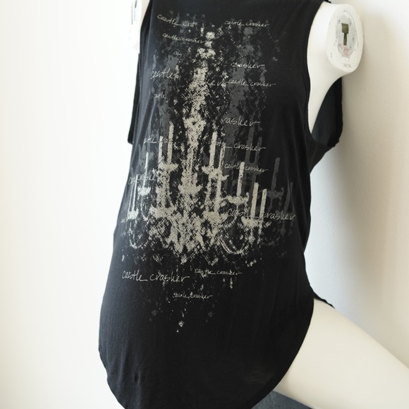 HAUTE HIPPIE Graphic Crewneck Tunic Tank, Black - Size XS - Picture 6 of 10